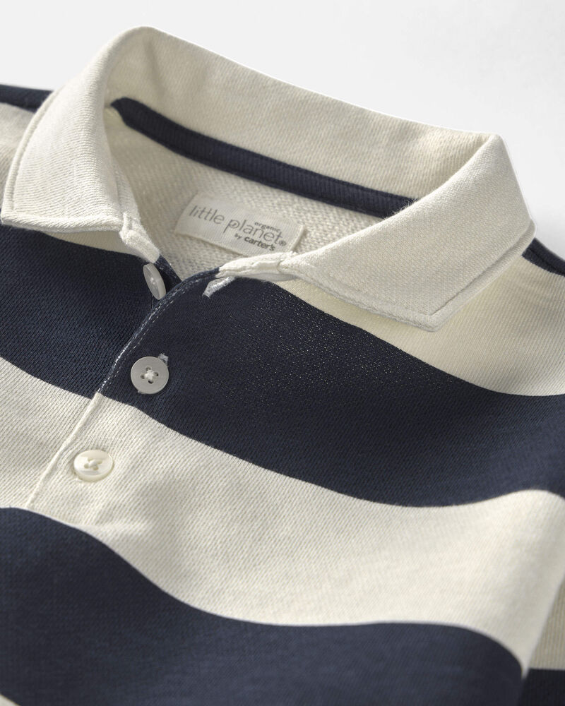Tout-petit gar&ccedil;on - Polo &agrave; rayures rugby en jersey bouclette de coton biologique, image 2 sur 3 diapositives