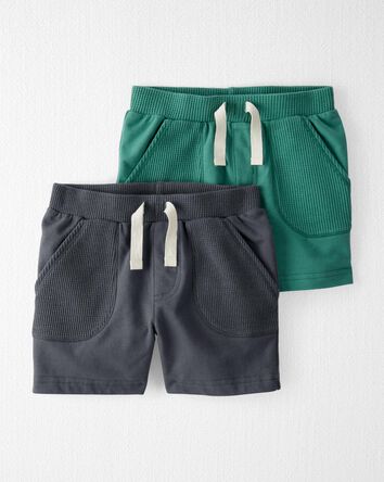 2-Pack Organic Cotton Waffle Knit Shorts, 