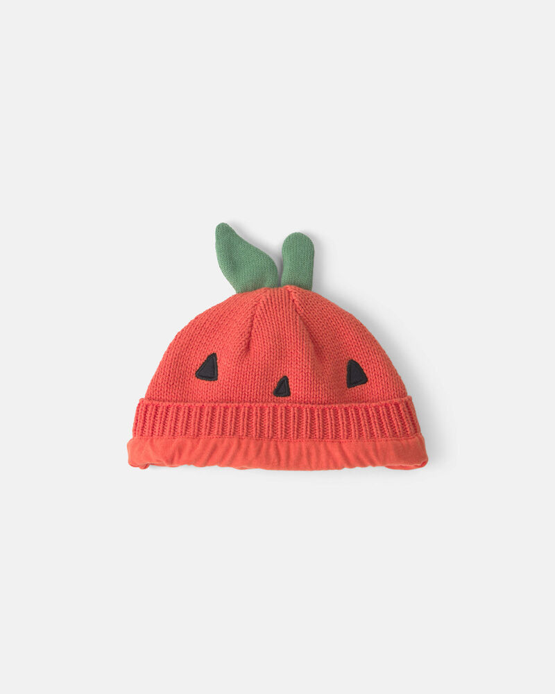 B&eacute;b&eacute; - Bonnet en tricot citrouille d&rsquo;Halloween &ndash; Orange, image 2 sur 2 diapositives