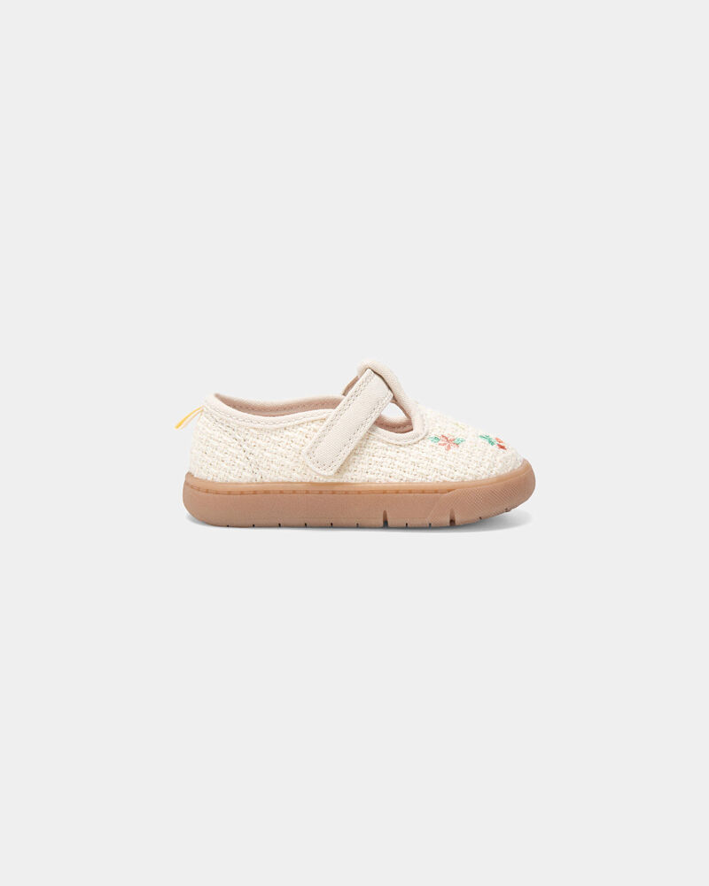 Baby Girl Every Step&reg; First Walker Floral Casual Shoes - Khaki, image 2 of 6 slides