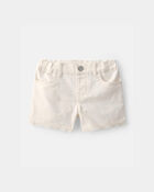 Toddler Girl Eyelet Trim Twill Shorts - Cream, image 1 of 4 slides