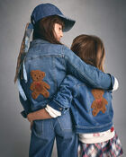 Toddler Girl Bear Denim Jacket - Medium Wash, image 3 of 9 slides