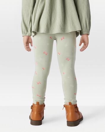 Toddler Girl Floral Stretch Leggings - Green, 