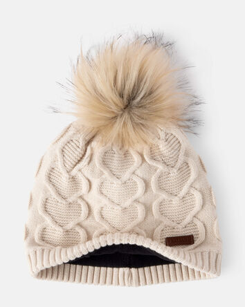 Filles - Tuque torsadée à pompon et cœur KOMBI pour jeunes, 