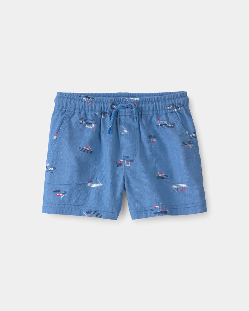 Tout-petit gar&ccedil;on - Short en serg&eacute;, voilier - Bleu, image 1 sur 4 diapositives