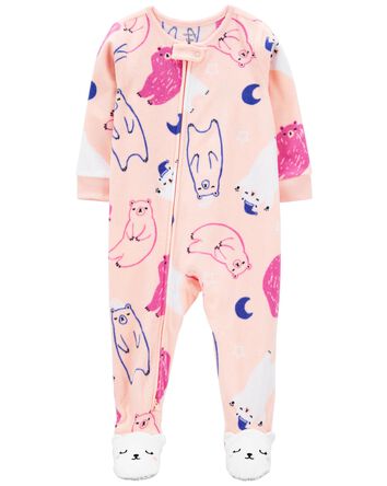 Pyjama 1 pièce à pieds en molleton à imprimé de lune et d’ours, 
