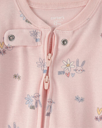 Baby Girl Easter Bunny 100% Cotton Snug Fit 1-Piece Pyjama Set - Pink, 