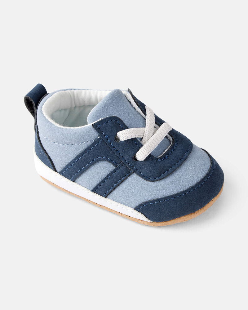 B&eacute;b&eacute; gar&ccedil;on - Baskets d&eacute;contract&eacute;es ray&eacute;es - Bleu, image 1 sur 6 diapositives