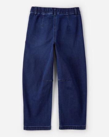 Girls Dark Wash Denim Barrel Jeans - Blue, 
