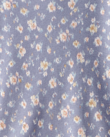 Filles - Chemise à manches longues côtelée à imprimé de fleurs - Bleu, 