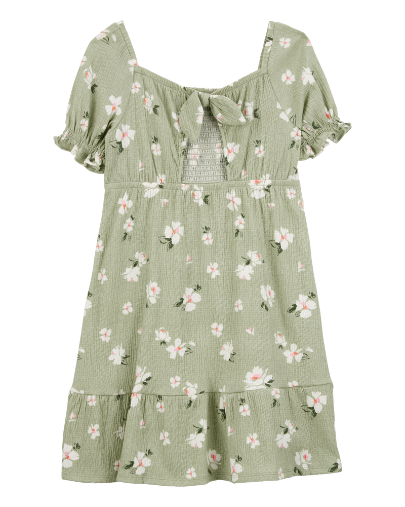Enfant Robe fleurie à smocks - Vert, image 2 sur 4 diapositives