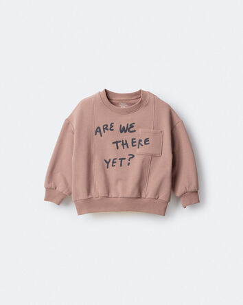 Toddler 'Are We There Yet' Pullover Sweatshirt - Mocha Brown, 
