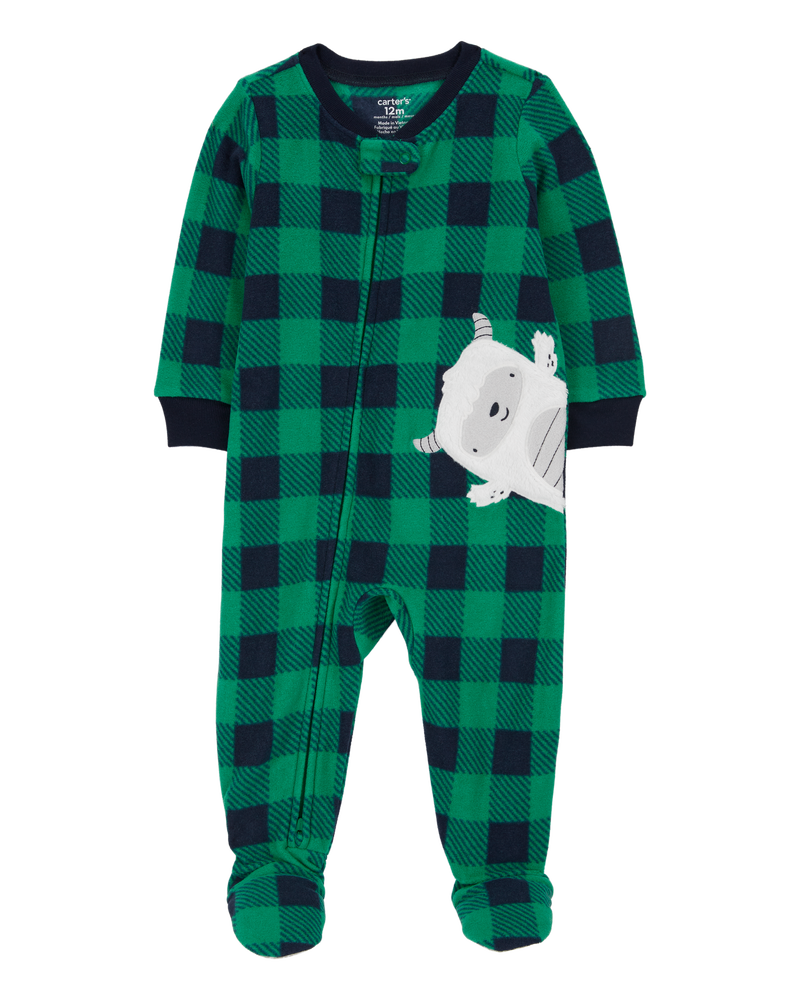 Baby 1-Piece Abominable Snowman Fleece Footie Pyjamas, image 1 of 4 slides