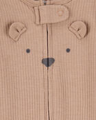 Baby Bear 2-Way Zip Ribbed Sleeper pyjamas, image 2 of 3 slides