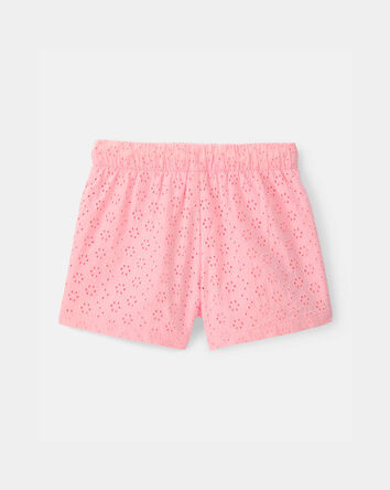 Girls Eyelet Shorts - Pink, 
