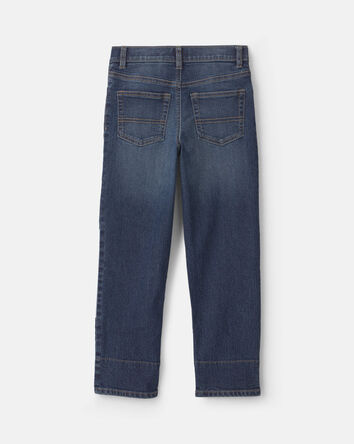 Boys Patched Denim Straight Jeans - Dark Wash, 