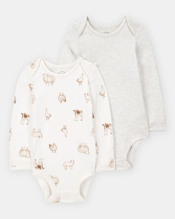 Baby 2-Pack Animal Print Long-Sleeve Bodysuits, 