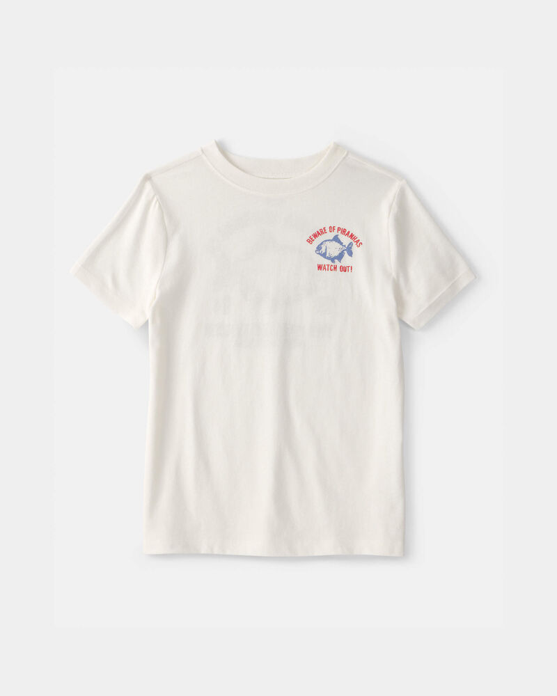 Gar&ccedil;ons - T-shirt imprim&eacute; Piranha - Ivoire, image 1 sur 4 diapositives