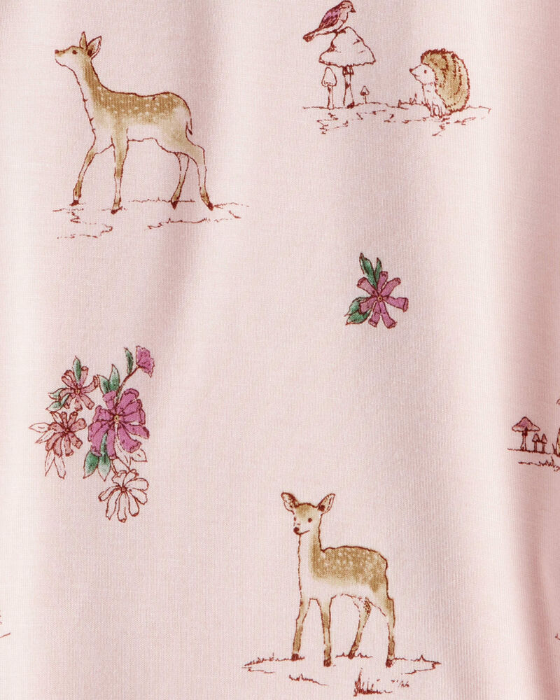 Baby Girl 2-Pack Deer & Floral Print PurelySoft Long-Sleeve Multipack Bodysuits - Red/Pink, image 5 of 7 slides