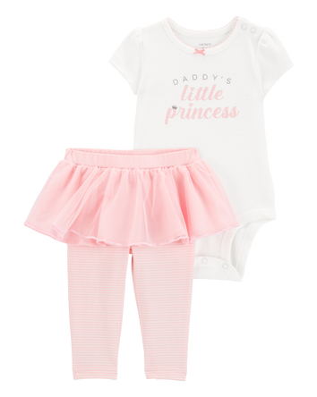 Baby 2-Piece Daddy's Princess Bodysuit & Tutu Pant Set - Pink, 