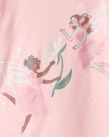 Toddler Girl Fairy Floral 100% Cotton Long-Sleeve Snug Fit 4-Piece Pyjamas - Pink/Purple, 