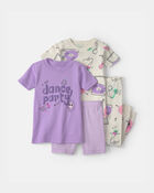 Tout-petit fille - Pyjama 4 pi&egrave;ces en 100&nbsp;% coton &agrave; motif de f&ecirc;te dansante - Mauve/Ivoire, image 1 sur 4 diapositives