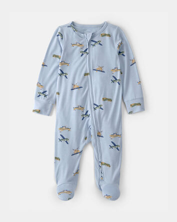 B&eacute;b&eacute; gar&ccedil;on - Grenouill&egrave;re PurelySoft avec fermeture &agrave; glissi&egrave;re 2 sens, avion - Bleu, 