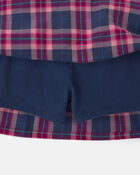 Girls Plaid Cotton Skort - Navy Blue/Pink, image 4 of 6 slides