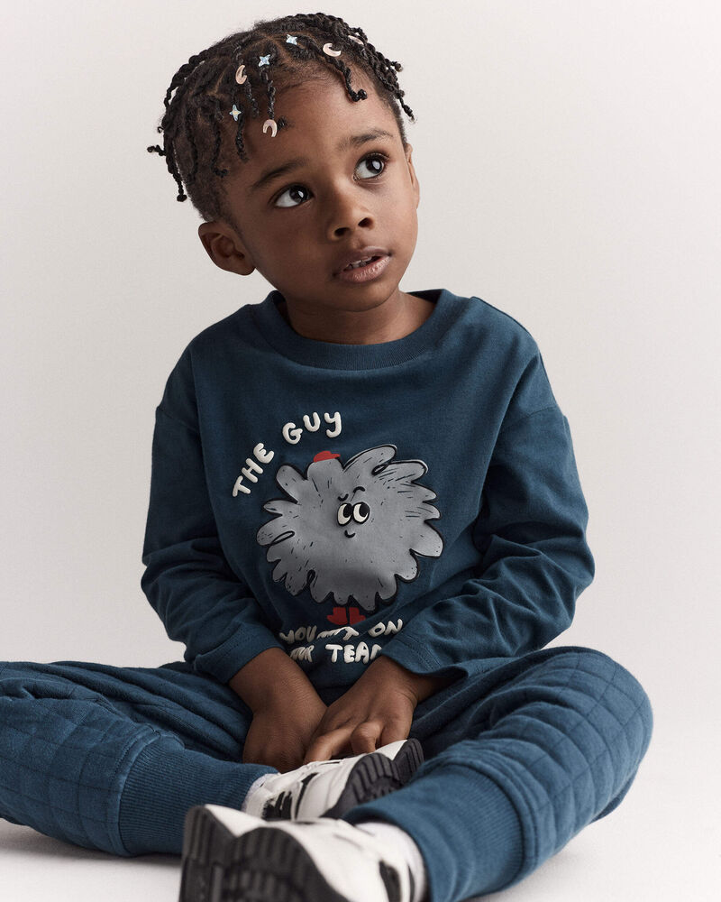Toddler Boy Squish Character Long-Sleeve Relaxed Graphic Tee - Deep Teal, image 4 of 7 slides