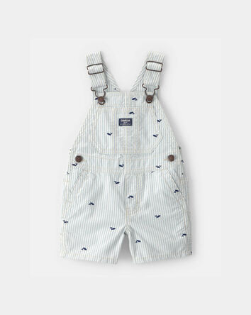 Baby Boy Whale Striped Shortall - Blue/White, 