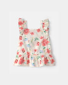 Toddler Girl Floral Peplum Top - Cream, image 1 of 4 slides