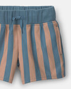 Toddler Boy Long-Line Short in Stripes - Slate/Brown, image 6 of 6 slides