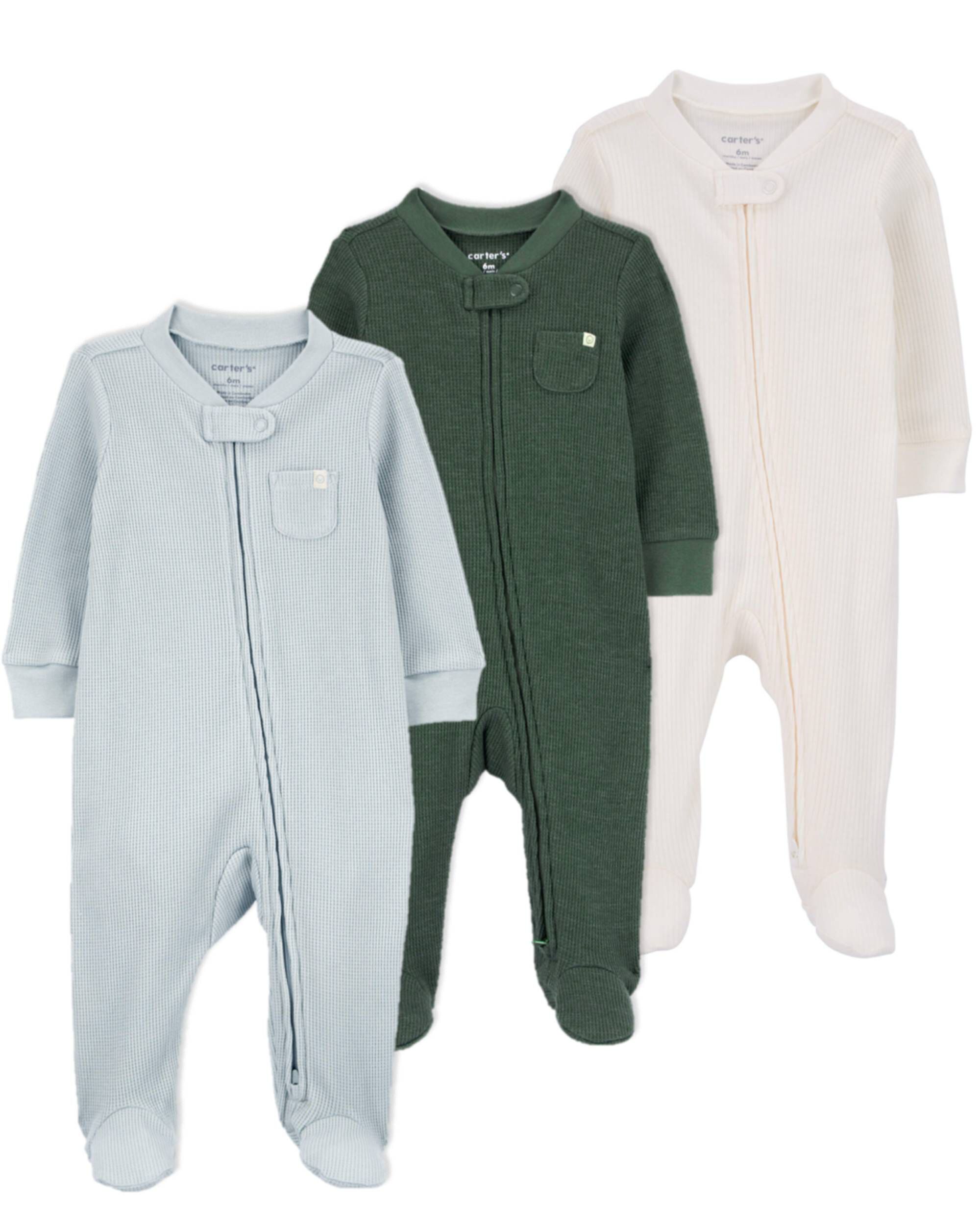 Multi Baby 3 Pack Thermal Textured Sleep Play Pajamas Carter s Oshkosh Canada