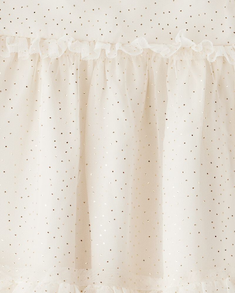 Toddler Girl Cream Holiday Dress, image 4 of 5 slides