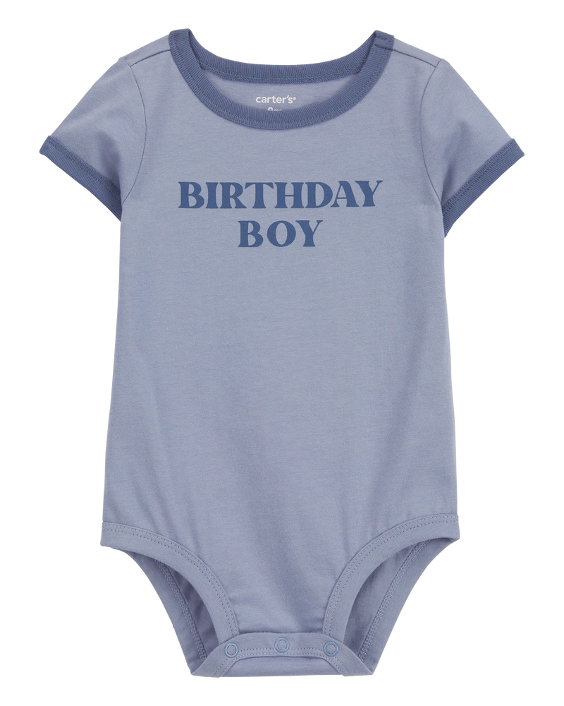 Bébé Cache-couche à manches courtes Birthday boy - Bleu, image 1 sur 3 diapositives