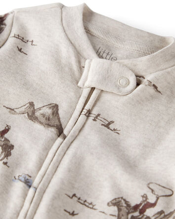 B&eacute;b&eacute; - Grenouill&egrave;re en coton biologique &agrave; motif Rod&eacute;o western, 