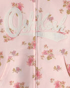 Filles - Blouson &agrave; capuchon, fermeture &agrave; glissi&egrave;re et logo OshKosh, motif floral - Rose, image 3 sur 3 diapositives