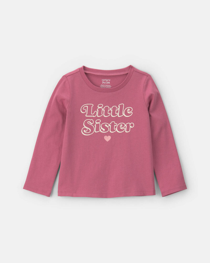Toute-petit fille - T-shirt manches longues &agrave; imprim&eacute; &laquo;Little Sister&raquo; - Rose, image 1 sur 2 diapositives