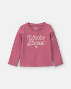 Toute-petit fille - T-shirt manches longues &agrave; imprim&eacute; &laquo;Little Sister&raquo; - Rose, image 1 sur 2 diapositives
