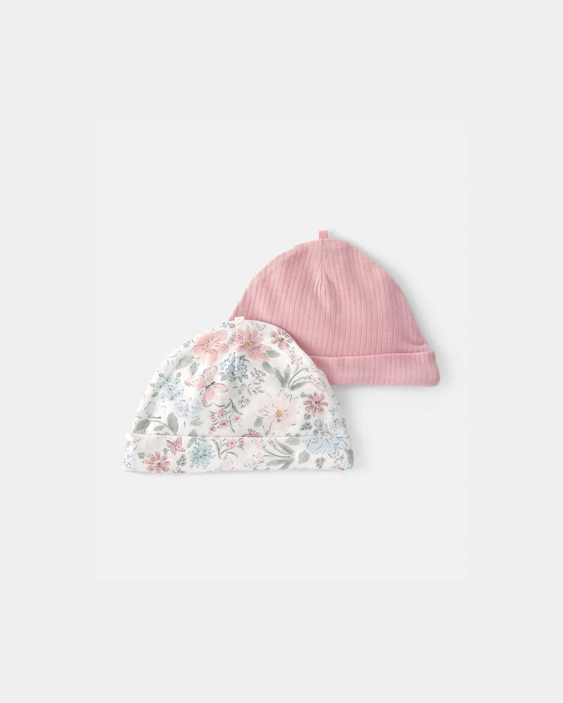Baby Girl 2-Pack Butterfly Garden PurelySoft Caps, image 1 of 4 slides