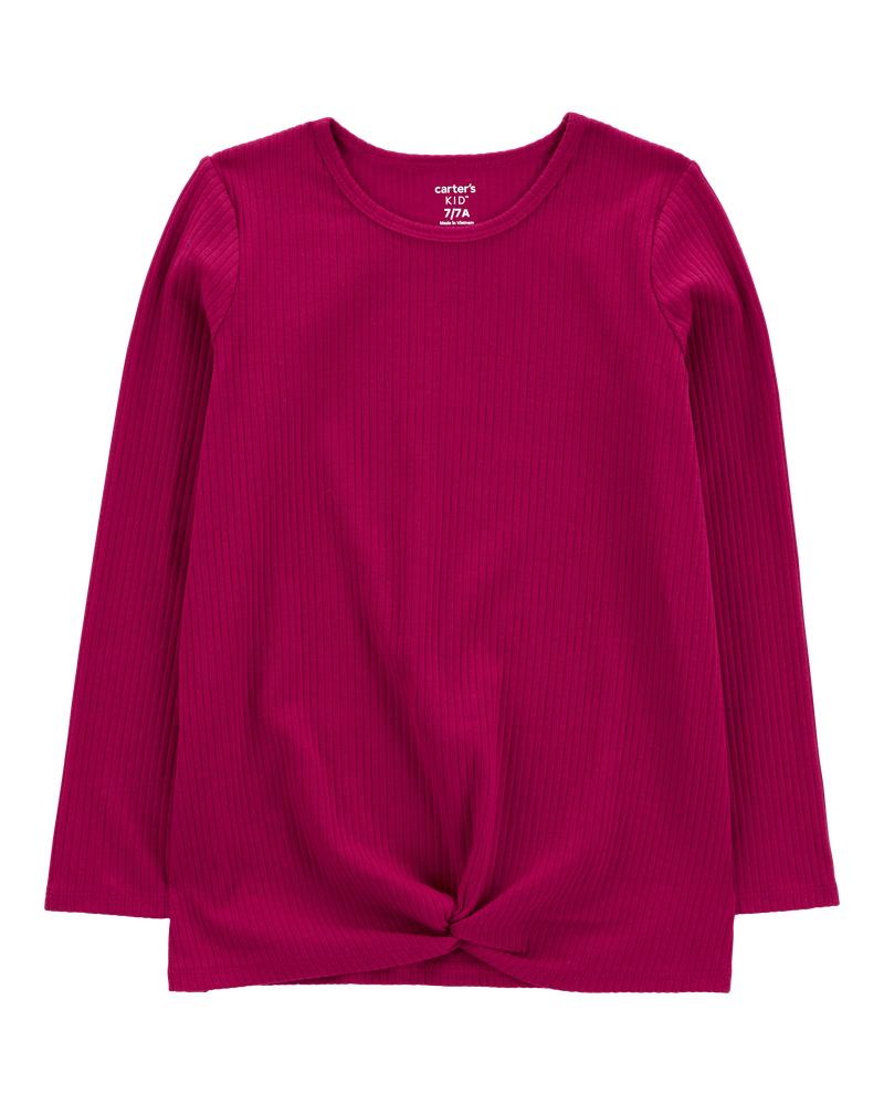Kid Ribbed Knot Long-Sleeve Top, image 1 of 3 slides
