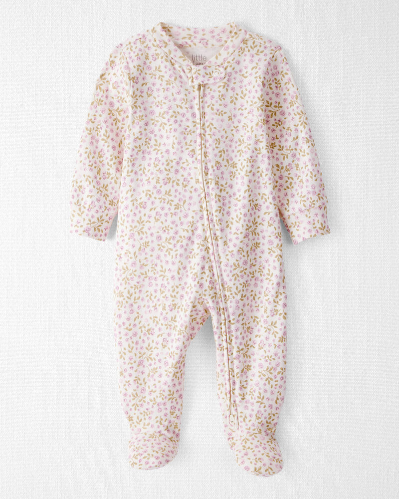 Baby Girl Organic Cotton Sleep & Play Pyjamas in Botanic Muse Print, image 1 of 4 slides