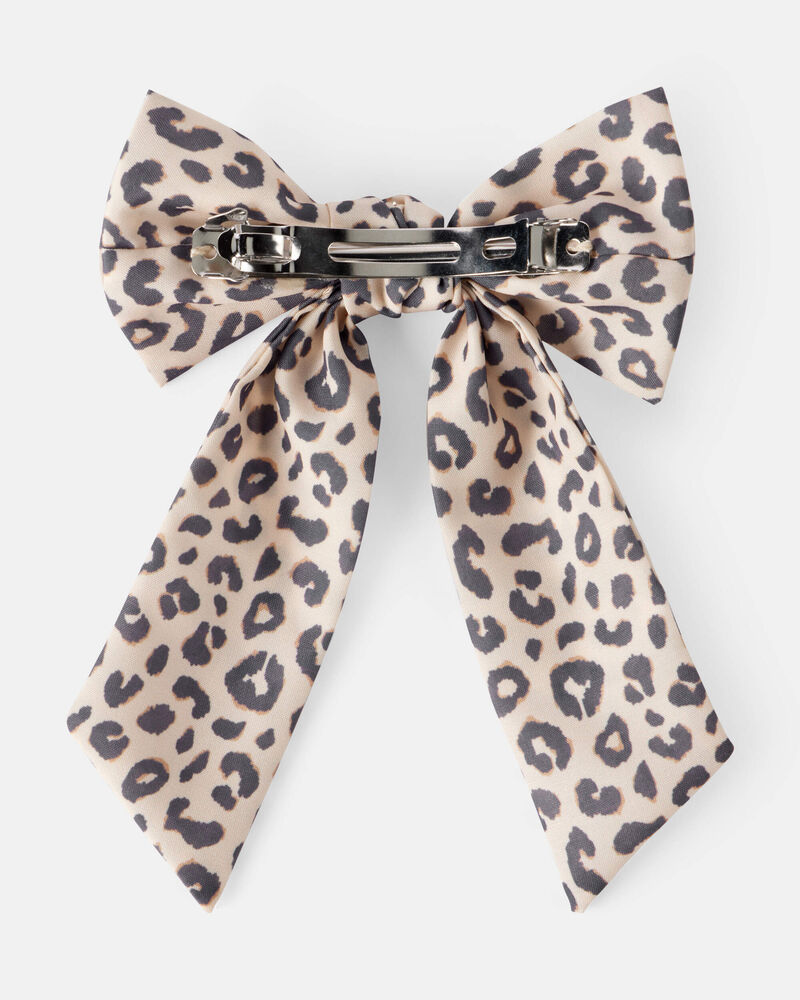 Girls Leopard Print Bow Hair Clip, image 2 of 2 slides