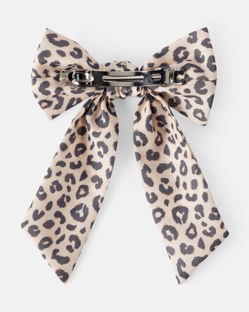 Girls Leopard Print Bow Hair Clip, 