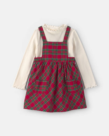 Toddler Girl 2-Piece Plaid Dress Set - Red/Cream, 
