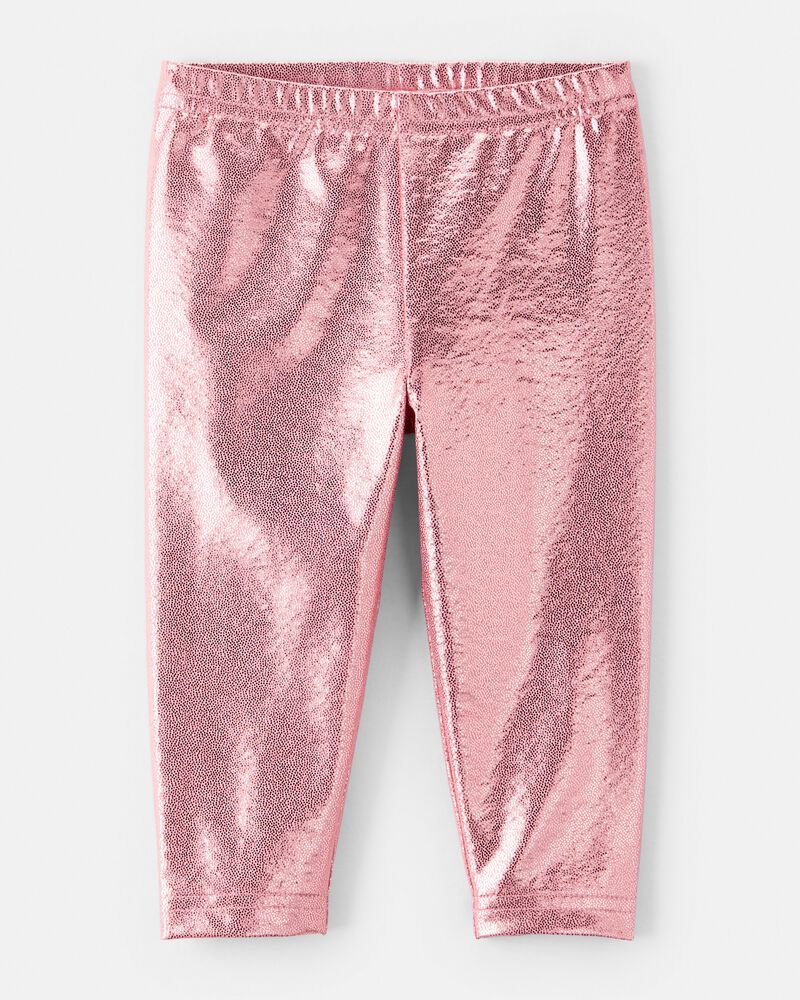 Baby Girl Pull-On Stretch Metallic Leggings - Pink, image 1 of 4 slides