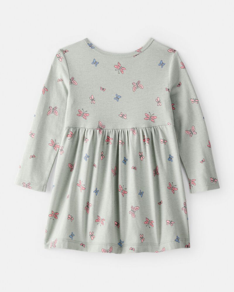 Baby Girl Butterfly Long-Sleeve Knit Dress - Green, image 2 of 4 slides