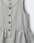 Toddler Girl Tiered Drop-Waist Dress in Stripes - Cream/Slate Blue, image 2 of 2 slides