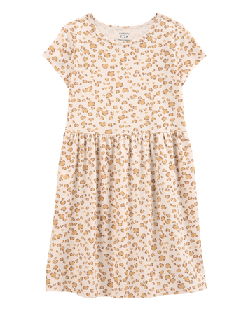 Kid Cheetah Animal Print Short-Sleeve Dress, 