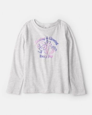 Girls Growing & Glowing Long-Sleeve Graphic Tee - Grey, 